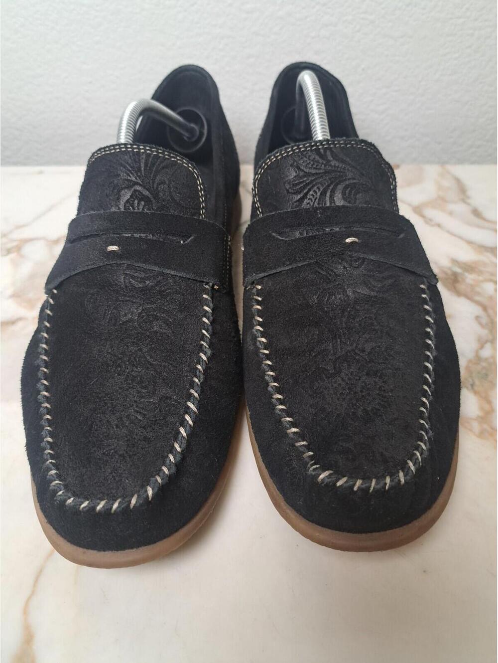 Stacy Adams Mens Slip On Loafers Dress Shoes Size 13M Black Suede Silver Buckle